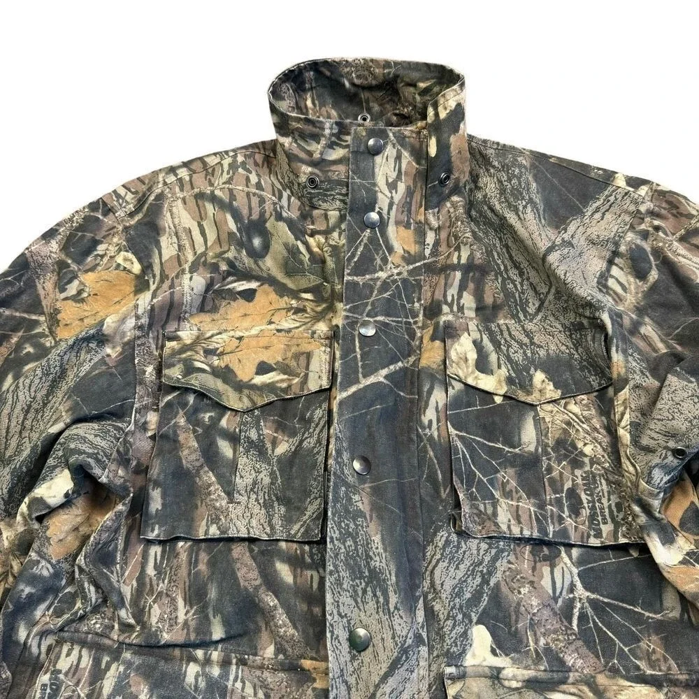 Mossy‎ Oak Jacket Mens M Ozark Trail Break Up Canvas Camo Hunting Cargo Workwear